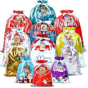 Iioscre 8PCS Christmas Gift Bags,Large Christmas Bags with Handles,Christmas Treat Bags for gifts,Non-Woven Christmas Goodie Bag,Reusable Xmas holiday gift bags for Party New Year, 12.8 * 9.8 * 6.7in in Kuwait