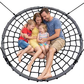 Trekassy 750lbs Spider Web Tree Swing 45 inch for Kids Adults with Swivel, 2pcs Tree Hanging Straps, Steel Frame and Adjustable Ropes Blue in Kuwait