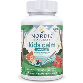 Nordic Naturals Kids Calm Gummies - Strawberry Watermelon - 60 Gummies - Magnesium L-Theanine Supplement - Calming Gummies for Kids - Relaxation Support - Up to 60 Servings in Kuwait