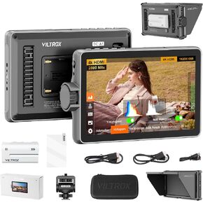 مجموعة شاشة VILTROX DC550 Lite مقاس 5.5 بوصة عالية الدقة على الكاميرا، شاشة لمس HDMI بدقة 4K مع غطاء مظلة، بطارية، حقيبة تخزين لكاميرا Sony Canon Nikon، 3DLUT، رسم بياني، ألوان زائفة in Kuwait