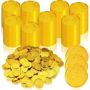 600 Pcs Pirate Gold Coins Plastic Treasure Coins Play Toy Coins Fake St. Patricks Coin for Pirate Party Favors Supplies Treasure Hunt Game Teachers Classroom Reward in Kuwait