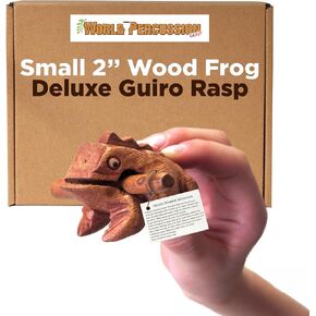 Deluxe Small 2" Wood Frog Guiro Rasp - Percussion Musical Instrument Tone Block - by World Percussion USA in Kuwait