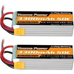 Youme 2Packs 6s RC Lipo,22.2V Lipo Battery 5200mah 50C with EC5 and XT90 Plug for DJI Align T-REX550 600 RC Airplane Helicopter Quadcopter Car Truck Boat Hobby in Kuwait