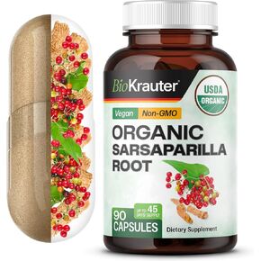 MAUWE HERBS Sarsaparilla Root Organic Capsules - 1000mg Pure Sarsaparilla Powder Pills - Vegan Supplement for Pure & Potent Health Support - 250 Veggie Caps in Kuwait