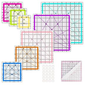 Quilting Rulers,4 Square Quilting Ruler Quilting Templates(4.5"X4.5", 6"X6", 9.5"X9.5", 12.5"X12.5"),Quilting Rulers Acrylic Rulers Fabric Cutting Ruler with Non-Slip Rings for Quilting and Sewing in Kuwait