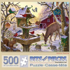 Bits and Pieces – Large 500 Piece Jigsaw Puzzle for Adults – ‘Sunrise Feasting’ Jigsaw Puzzle by Artist Liz Goodrick Dillon, Completed Puzzle Size: 18" x 24" in Kuwait