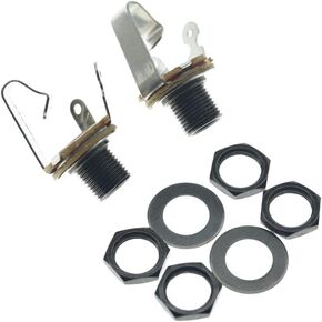 KAISH Black Nickel Premium 2-Pack Brass Material American Thread Audio 1/4" Female Guitar/Bass Output/Input Jack 6.35mm TS Mono Panel Mount Jack Socket with Nuts and Washer in Kuwait