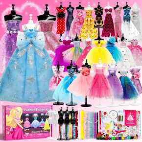 Axirata 1500+PCS Fashion Designer Kit for Girls with Fashion Sketchbook & 5 Mannequins, Creativity DIY Arts & Crafts Kit for Kids Sewing Kit for Teen Girls Birthday Gift Age 6 7 8 9 10 11 12+ in Kuwait