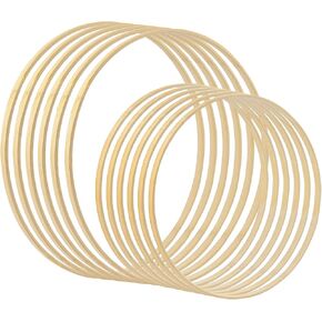 AUEAR, 12 Pack Wooden Bamboo Floral Hoop 2 Sizes Macrame Bamboo Rings Dream Catcher Craft Hoop Ring for DIY Wedding Wreath Wall Hanging Dream Catchers Crafts(10 Inch/ 12 Inch) in Kuwait