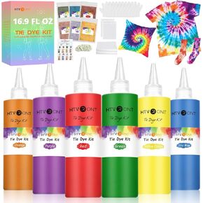 HTVRONT Tie Dye Kit - 40 Vibrant Colors Tye Dye Kit for Large Groups, Pre-Filled Bottles Tye dye for Kids, Permanent Tie Dye Kits for Adults Tyedyedye Party Supplies Tye dye Kit to Go(Just Add Water) in Kuwait