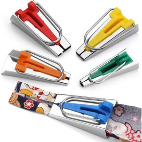 BUTUZE Fabric Bias Tape Makers Kit with Sewing Awl, Positioning Pin, Adjustable Binder Clip,Wooden Awl,Foot Press -Practical Bias Tape Maker Set for Sewing/Quilting in Kuwait