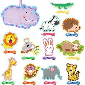 Omlisca Woodland Animals Lacing Cards 12 Pack Forest Animals Sewing Cards Owl Fox Bear Woodland Theme Party Decor Arts and Crafts Gifts for Kids Toddler Preschool Developing Imagination Supplies in Kuwait
