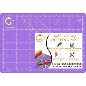 G+ Self-Healing Cutting Mat - True A4 9 x 12" (9 x 13" Full) Inches Purple/Black ; Self-Healing Double-Sided Durable Non-Slip Cutting Board for Crafts, Sewing, Fabric, Modeling and All Arts Projects in Kuwait