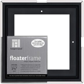 Ampersand Floaterframe Readymade Frame for Flat and 1 1/2" Deep Wood Panel and Canvas Artwork, Paintings, Prints, and More, 8"x8", Black Thin in Kuwait