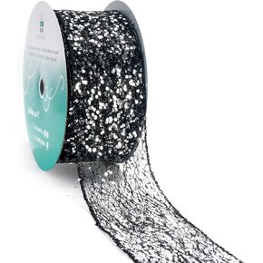 Sparkling Glitter Mesh Wired Ribbon 4" x 10 Yards Silver for Christmas Home Decor Bow Gift Wrapping DIY Crafts Wreath in Kuwait