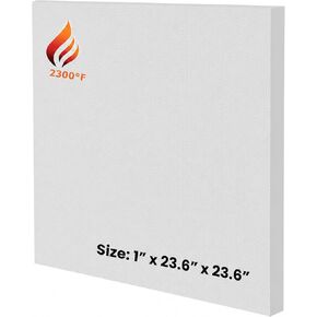 Ceramic Fiber Insulation Board - 2300F Rated - 1" x 23.6" x 23.6" - Pack of 1 - Fireproof Insulation Board for Wood Stoves, Pizza Ovens, Forges, Kilns, Furnaces, Fireplace Baffle Board in Kuwait