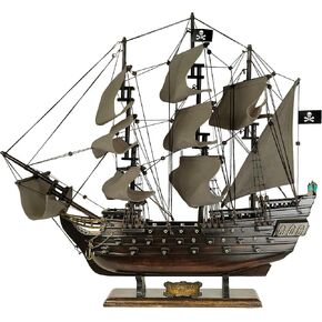 SAILINGSTORY نموذج باخرة القراصنة الخشبية نموذج باخرة اللؤلؤ الأسود سفينة شراعية ديكور مخطط البحر الأشرعة 20.5" in Kuwait