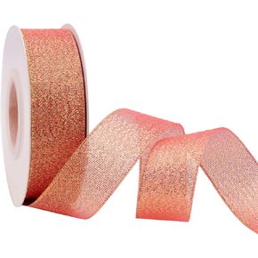 1 Inch Glitter Dark Champagne Ribbon, Easter Ribbon for Gift Wrapping, Holiday Party, Wedding Decorations, 25 Yards Fabric Ribbon for Balloons, Sewing, and Floral DIY Decor in Kuwait