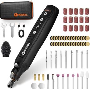 HARDELL Mini Cordless Rotary Tool 4V, 5-Speed Rotary Tool Kit with 86 Accessories, Power Rotary Tool for Cutting, Engraving, Sanding, Drilling, Polishing, Small Wood Carving tool or DIY Crafts(Black) in Kuwait