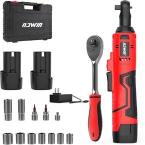 NAWIN 16.8V Electric Ratchet Wrench with LED Light, Ultimate Mechanic Tool Set, cordless ratchet, Durable Battery Ratchet Wrench 3/8", Power Ratchet Tool Kit,Quick Charge & High Torque in Kuwait