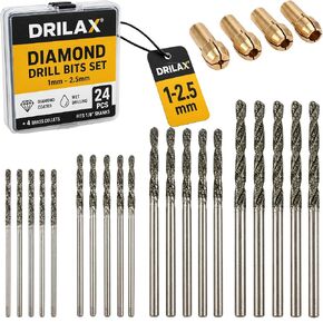 Diamond Drill Bit Set 1.5mm 20 Pieces Compatible with Dremel Collets Included Twist Tip Jewelry Beach Sea Glass Shells Gemstones Lapidary Ornament Bracelet Necklace Arts Crafts in Kuwait
