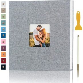 Photo Album Self Adhesive Pages for 4x6 5x7 8x10 Pictures Magnetic Scrapbook Photo Albums with Sticky Pages Books with A Metallic Pen for Baby Wedding Family 11x10.6 Black 40 Pages in Kuwait