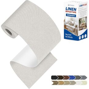 KING MOUNTAIN Coarse Linen Repair Patches, Self-Adhesive Linen Fabric Patches, 8X11 inch Extra Size, Multi Color, Can be Used for Linen Sofa Repair and Linen Clothes Repair(8" x 11",Cream-Gray 1.0) in Kuwait