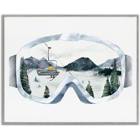 Stupell Industries Ski Mountain Reflection in Sports Goggles Winter Forest, Designed by Ziwei Li Gray Framed Wall Art, 16 x 20, Grey in Kuwait