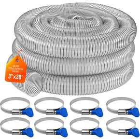2 1/2" PVC Dust Collection Hose 10', Puncture Resistant PVC Dust Collection Hose with Carbon Steel Wire Coil, Flexible Clear Heavy PVC Fume Collection Hose for dust collection systems & 2 1/2" Ports in Kuwait