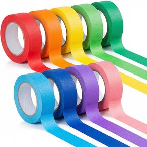 SallyFashion Colored Masking Tape – 10 Roll Multi Pack – 330 Feet x 1 Inch of Colorful Craft Tape – Vibrant Rainbow Colored Painters Tape – Great for Arts & Crafts, Labeling and Color-Coding in Kuwait