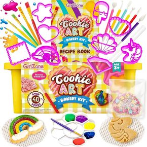 GirlZone Cookie Art Bakery Kit, Decorate Cookies Using Sugar Cookie Decorating Supplies with Stencils, Brushes and Cutters, Fun Cookie Decorating Kit and Cookie Gift Idea in Kuwait
