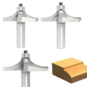Akylin 3Pcs Table Edge and Handrail Router Bit,1/2 Inch Shank, Cutting Dia. 2",2-1/4",2-1/2" Thumbnail Edge Cutters, Carbide Tipped 2 Flute, for Wood Profiling,Molding,Edging in Kuwait