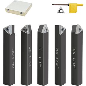 Metal Lathe Cutting Tools,5 Sets of 3/8" Carbide Metal Cutting Tool Bits Kit,Indexable Lathe Turning Tool,Carbide Lathe Tools For Metal in Kuwait
