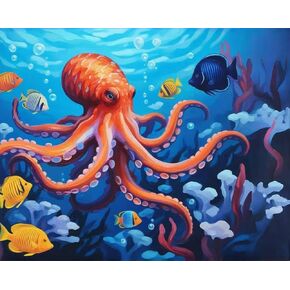 Newsight Paint by Numbers for Adults & Kids & Beginners DIY Acrylic Painting Gift Kits (Color Octopus, 12" Wx16 L) in Kuwait