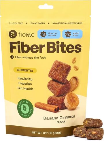 Fiome Fiber Supplement - 5g Daily Fiber Bite - Supports Regularity, Digestion and Gut Health - All Natural Ingredients, Banana Cinnamon Flavor, 30 Servings in Kuwait