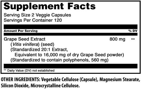 Amazing Formulas Grapeseed Extract 16000mg Per Serving 240 Veggie Capsules Supplement | 20:1 Extract | Non-GMO | Gluten Free | Made in USA | Suitable for Vegetarians in Kuwait