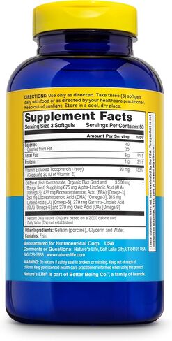 Nature's Life The Total EFA Fish Oil w/Organic Flaxseed & Borage Oils | 1200 mg | Skin, Heart & Memory | 90 Softgel in Kuwait