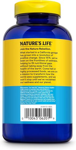 Nature's Life The Total EFA Fish Oil w/Organic Flaxseed & Borage Oils | 1200 mg | Skin, Heart & Memory | 90 Softgel in Kuwait