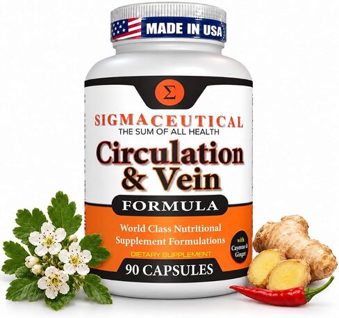 Sigmaceutical Varicose Veins Treatment for Legs - Circulation Supplement - Diosmin Leg Vein Support - Circulation Vein Support - Healthy Leg Vein Supplement - 90 Capsules in Kuwait
