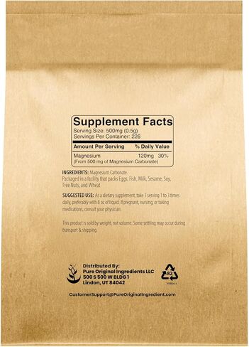 Pure Original Ingredients Magnesium Carbonate (4oz) Magnesium Supplement, Non-GMO, Multi-Purpose in Kuwait