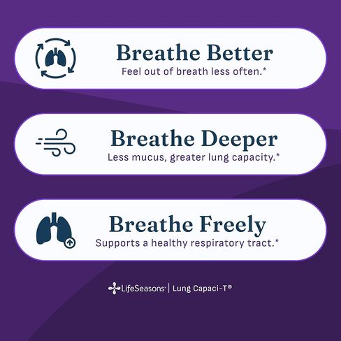 LifeSeasons - Lung Capaci-T - Lung & Respiratory Support Supplement - Increase Oxygen Capacity & Reduce Mucus - CoQ10, N-Acetyl Cysteine, Boswellia, Eucalyptus, Nettle, Peppermint - 90 Capsules in Kuwait