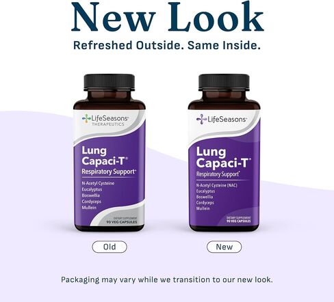 LifeSeasons - Lung Capaci-T - Lung & Respiratory Support Supplement - Increase Oxygen Capacity & Reduce Mucus - CoQ10, N-Acetyl Cysteine, Boswellia, Eucalyptus, Nettle, Peppermint - 90 Capsules in Kuwait