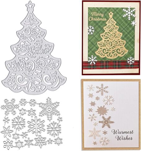 Christmas Trees Elk Die Cuts for Card Making, 3D Xmas Snowflake Cutting Dies Winter Forest Animals Dies Embossing Template for Scrapbooking DIY Cards Album Crafts Supplies (7.87x4.65inch) in Kuwait