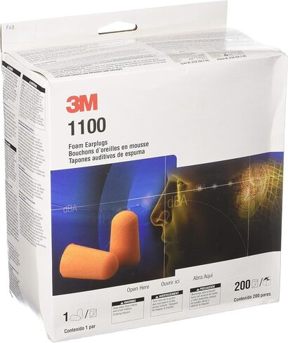 3M 1100 Foam Ear Plugs, 200-Pair , Orange in Kuwait