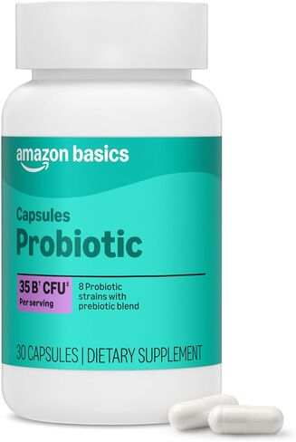 Amazon Brand - Solimo 35 Billion CFU, 8 Probiotic Strains with Prebiotic Blend, Supports Healthy Digestion, Vegetarian, 30 Capsules, 1 Month Supply in Kuwait