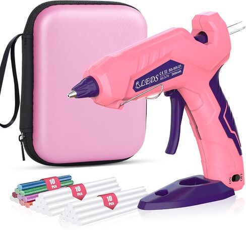 BLEDS Glue Guns, No-Drip Cordless Glue Guns Kit Fast Preheating with 2900 mAh Li-ion Battery & 30 Pcs Colorful Glue Sticks Mini Hot Glue Gun Base Stand-Up USB Rechargeable for Present Craft Decor in Kuwait