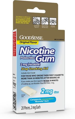 GoodSense Nicotine Polacrilex Uncoated Gum 4 mg (nicotine), Mint Flavor, Stop Smoking Aid; quit smoking with nicotine gum, 110 Count in Kuwait
