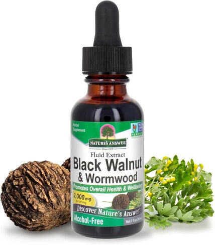 Nature's Answer Black Walnut and Wormwood Complex | Promotes Overall Health and Wellbeing | Super Concentrated 2,000mg | Vegan, Non-GMO, Gluten-Free & Alcohol-Free 1oz | Promotes a Healthy Gut in Kuwait
