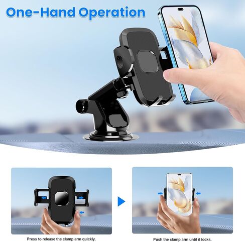 Car Phone Holder [2026 Updated Suction Cup] Long Arm 360°Rotation Phone Mount for Car Windshield Compatible with iPhone 17 Pro Max and Most Smartphones (Black) in Kuwait