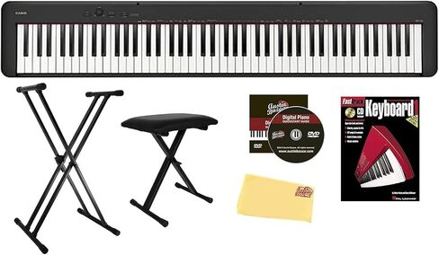 Casio CDP-S360 88-Key Compact Digital Piano Bundle with CS-46 Stand, Adjustable Bench, Instructional Book, Austin Bazaar Instructional DVD, and Polishing Cloth in Kuwait